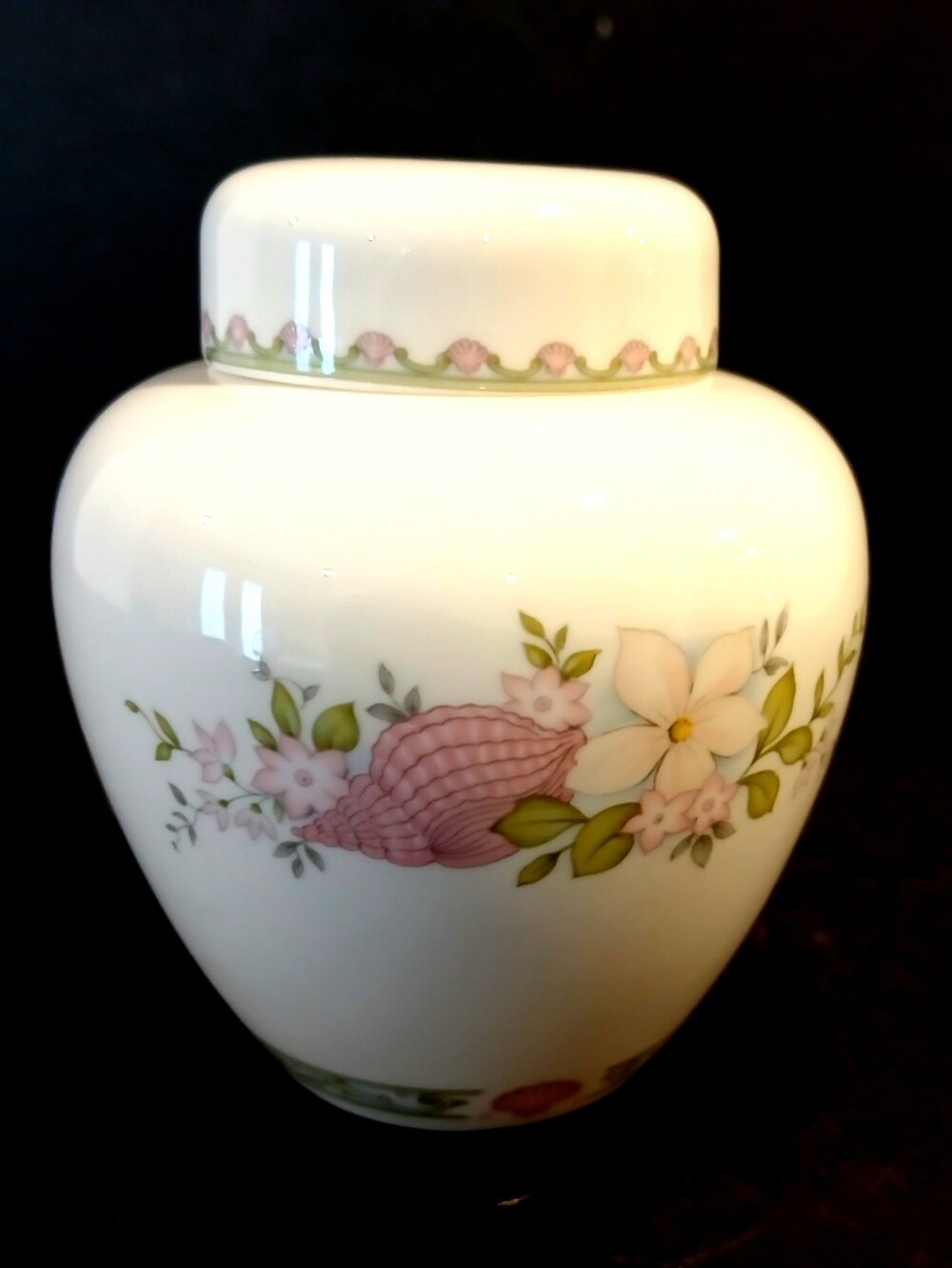 Vintage Coalport Bone China Floral Ginger Jar - White and Pink